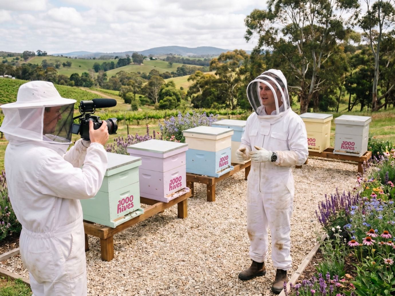 Bee Ambassador filming on the farm